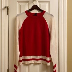 NWT AQUA Cashmere Raglan Baseball Sweater L